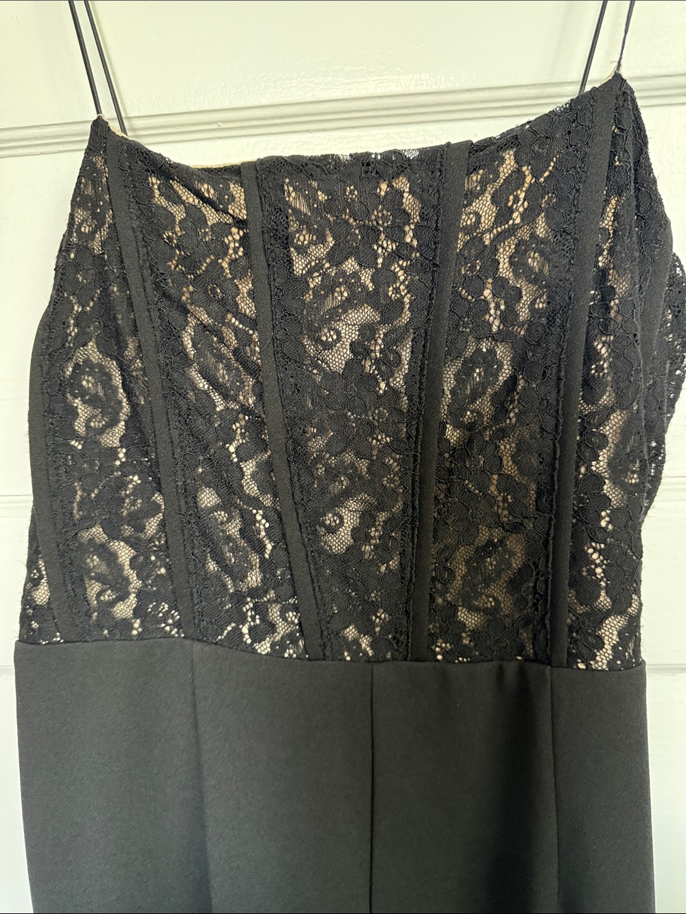 Lulu's Black Lace Bodice jumpsuit with Nude Lining - Picture 4 of 9